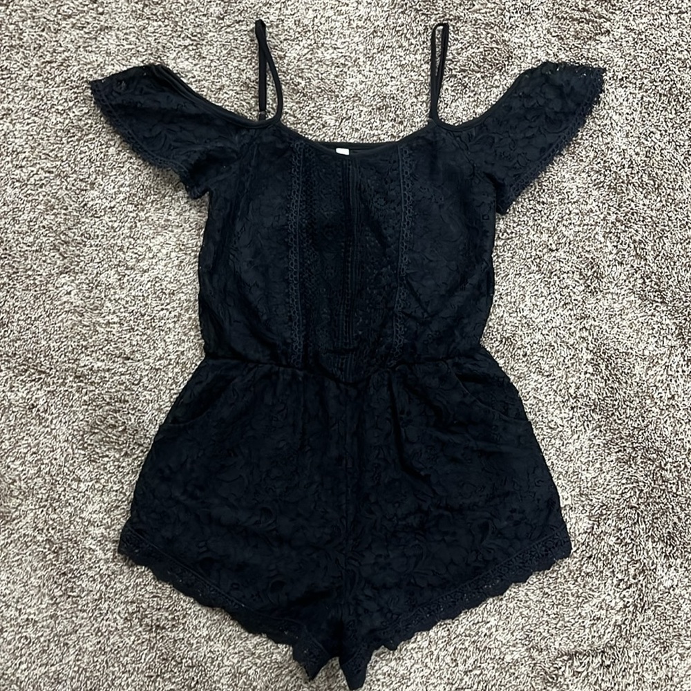 Black Lace Off-Shoulder Romper